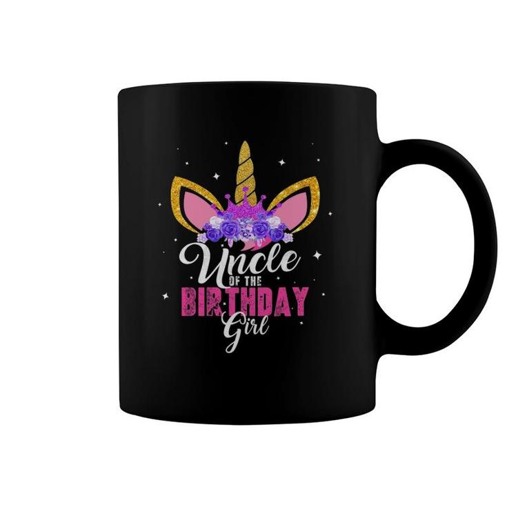 Mens Uncle Of The Birthday Girl Unicorn Birthday Princess Coffee Mug