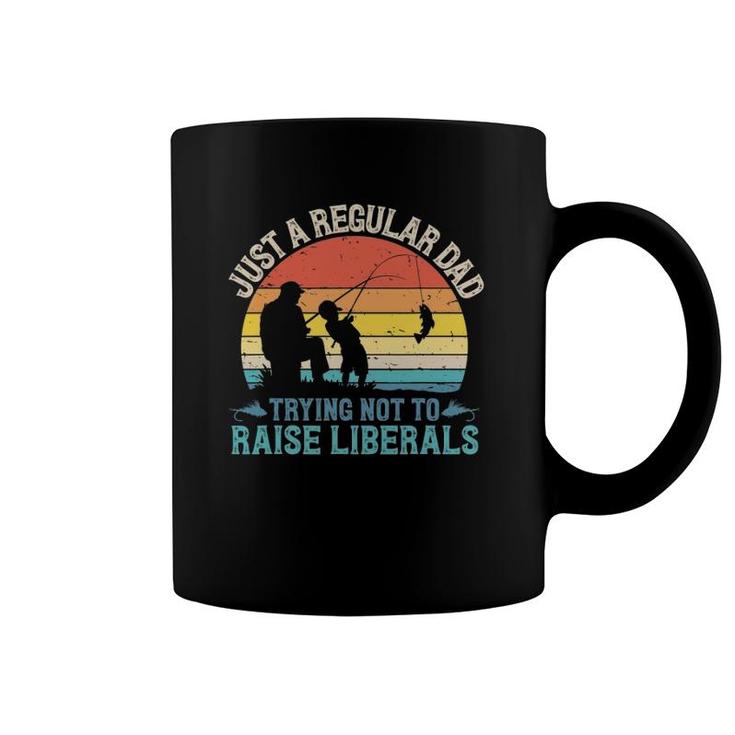 Mens Vintage Fishing Regular Dad Trying Not To Raise Liberals Coffee Mug