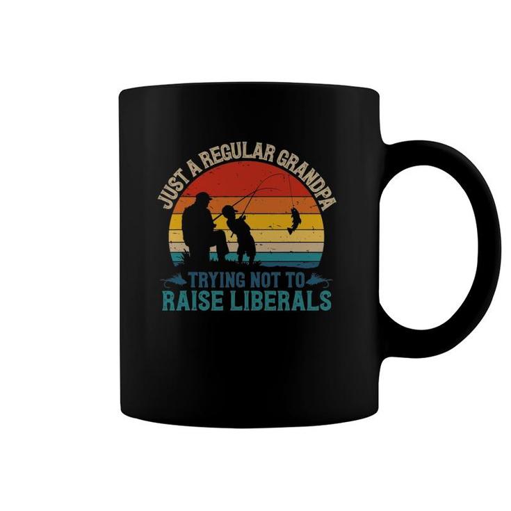 Mens Vintage Fishing Regular Grandpa Trying Not To Raise Liberals Coffee Mug