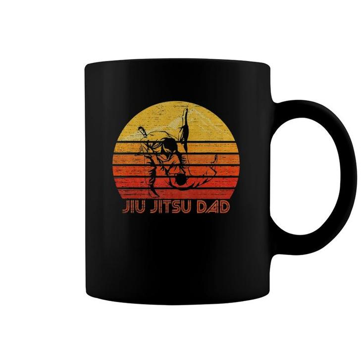 Mens Vintage Retro Proud Brazilian Jiu Jitsu Dad Silhouette Funny Coffee Mug