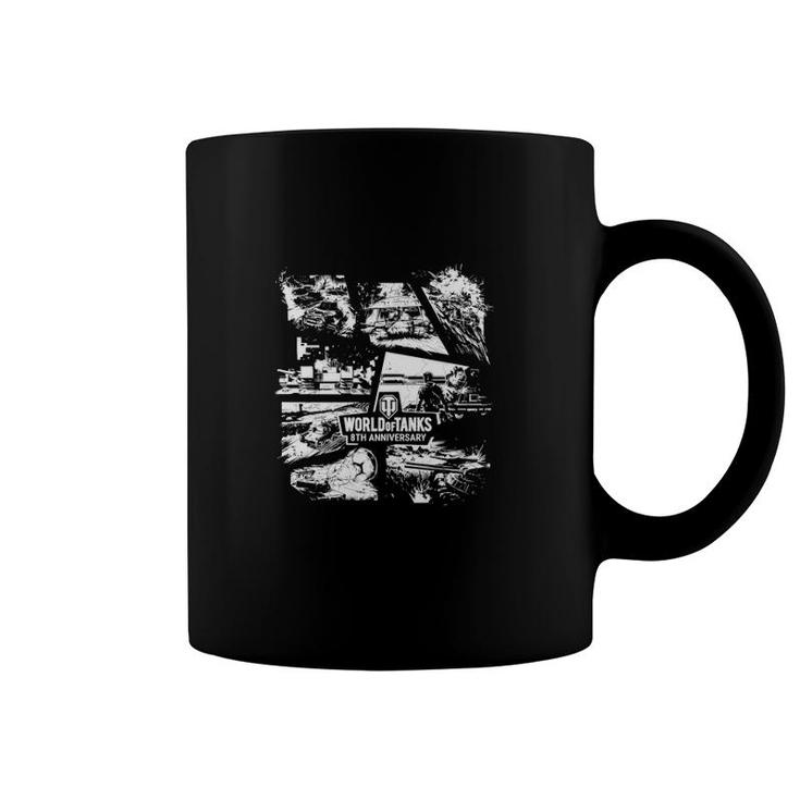 Mens World Of Tanks 8Th Anniversary White Print  Coffee Mug