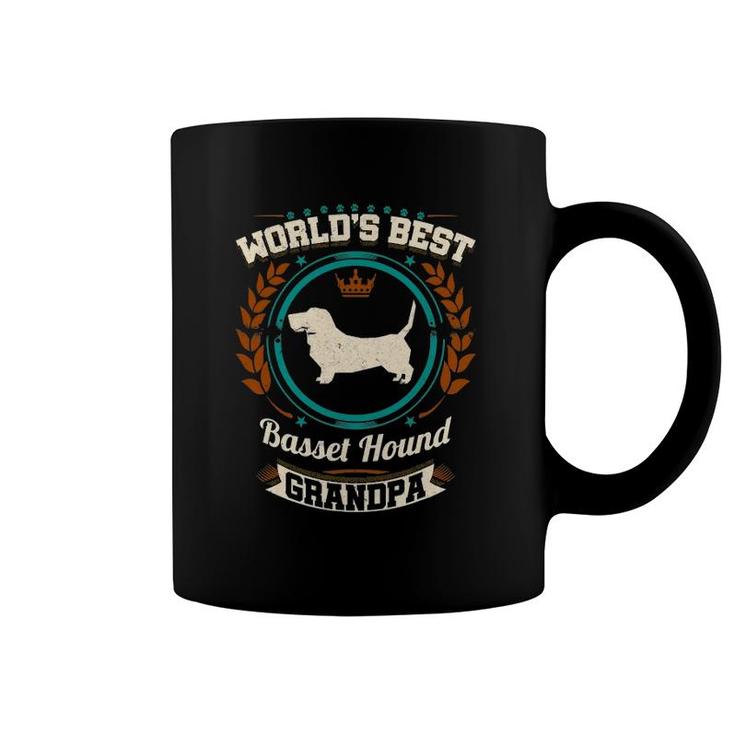 Mens World's Best Basset Hound Grandpa Granddog Coffee Mug