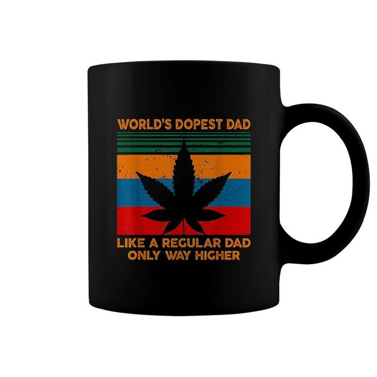 Mens Worlds Dopest Dad Weed Cannabis Vintage Gift Color Coffee Mug