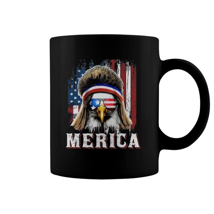 Merica Eagle Mullet 4Th Of July American Flag Stars Stripes Coffee Mug