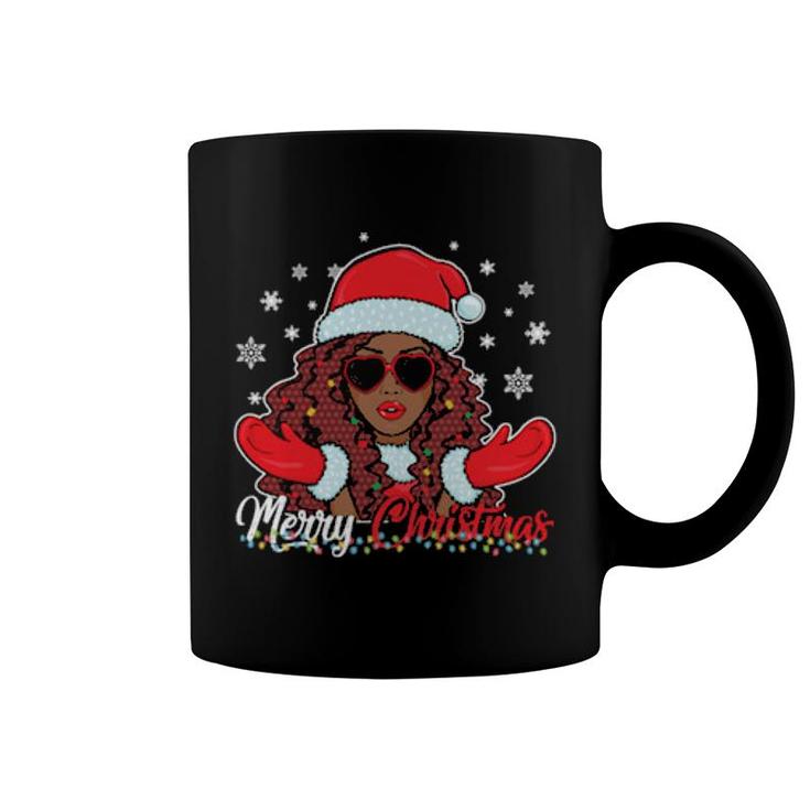 Merry Christmas African Black Girl Christmas Santa Claus  Coffee Mug