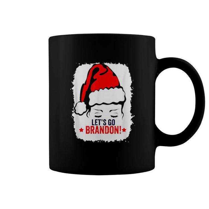 Messy Bun Let’S Go Brandon Us Flag Merry Christmas  Coffee Mug