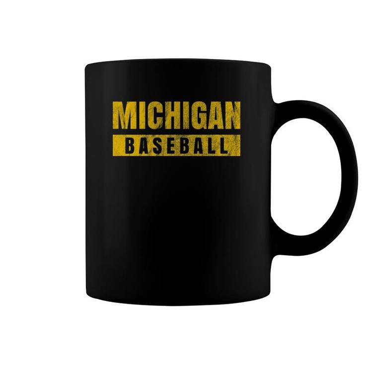 Michigan Baseball Vintage Distressed Coffee Mug