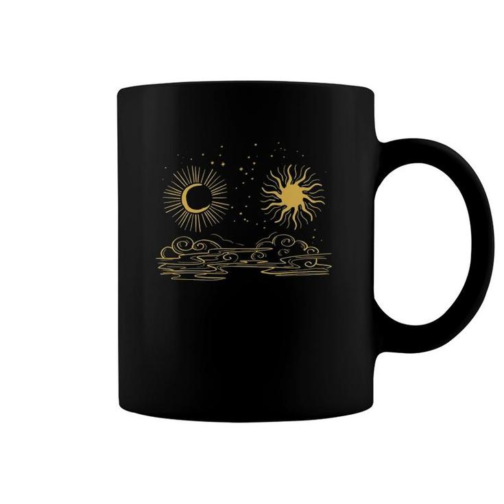 Minimal Sun Moon Clouds Cool Day Night Design Art Lover Gift  Coffee Mug