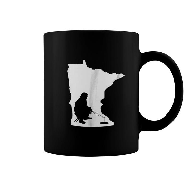 Minnesota Mn State Map Ice Fishing Coffee Mug