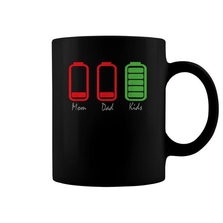 Mom Dad Kids Low Battery Energy Level Coffee Mug