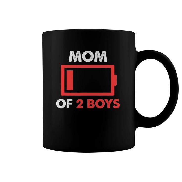 Mom Of 2 Boys From Son Mothers Day Birthday Low Battery Coffee Mug