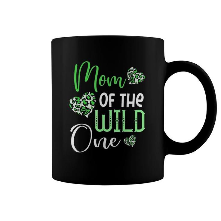 Mom Of The Wild One First St Patrick's Day Leopard Heart Mom Coffee Mug