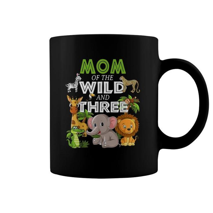 Mom Of The Wild Three Zoo Birthday Safari Jungle Animal Coffee Mug