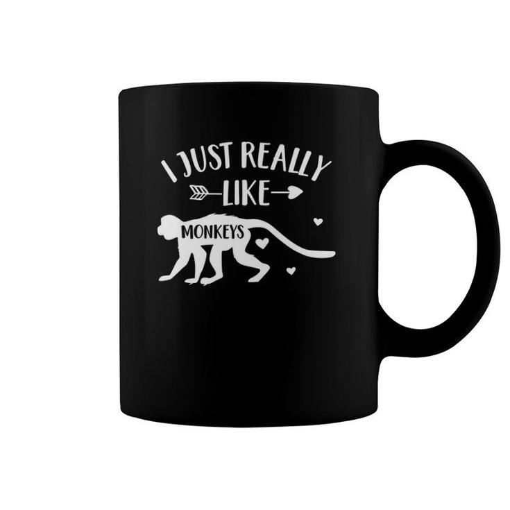 Monkey Lover Gift 'I Just Really Like Monkeys' Funny Monkey Coffee Mug
