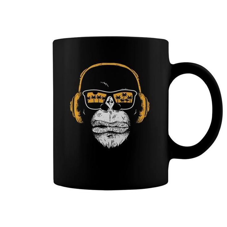 Monkey With Dj Headphones And Sunglasses Monkey Coffee Mug