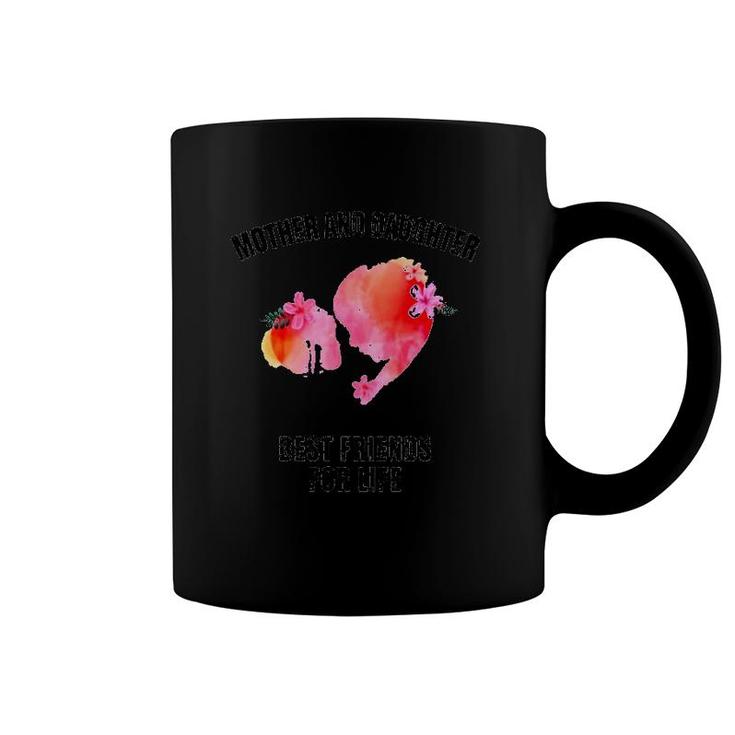 Mother And Daughter Best Friends For Life Floral Mom And Daughter Silhouette Heart Version Coffee Mug