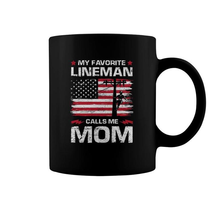 My Favorite Lineman Calls Me Mom Usa Flag Mother's Day Coffee Mug
