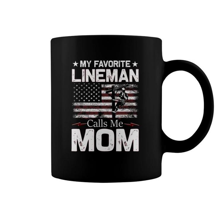 My Favorite Lineman Calls Me Mom Usa Flag Mothers Day Coffee Mug