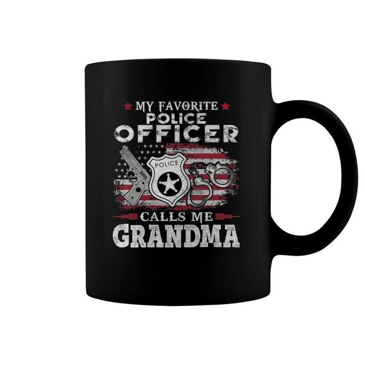 My Favorite Police Officer Calls Me Grandma Usa Flag Mother Coffee Mug