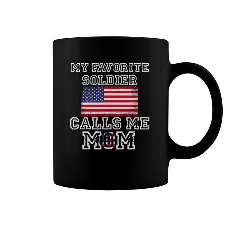 My Favorite Soldier Calls Me Mom Usa Flag Veteran Coffee Mug