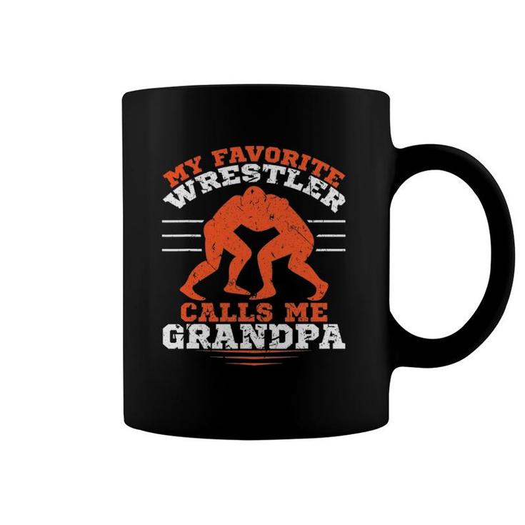 My Favorite Wrestler Calls Me Grandpa Wrestling Competition Coffee Mug