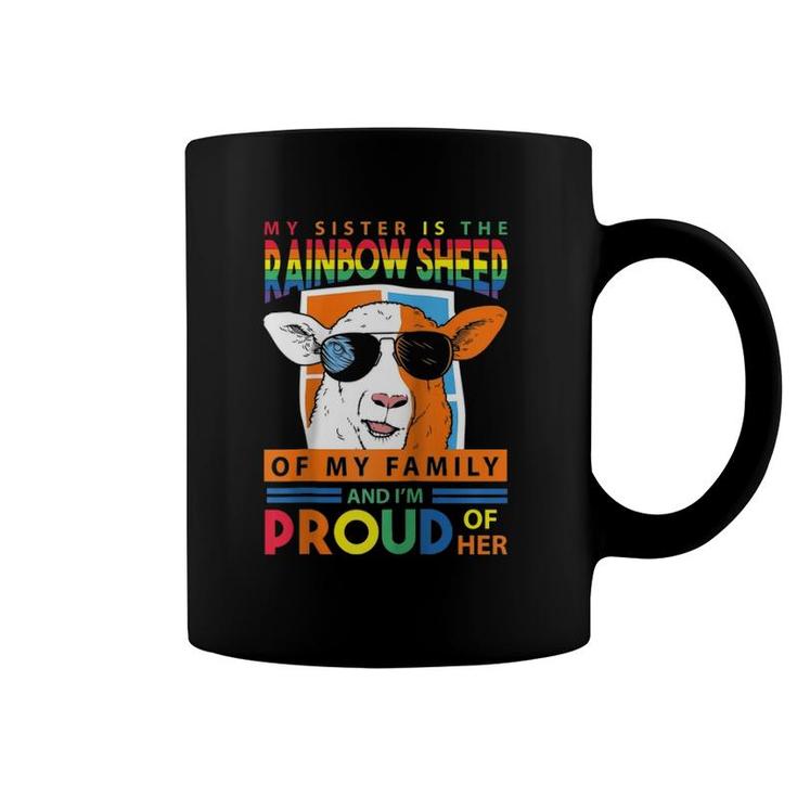 My Sister Is The Rainbow Sheep - Funny Lgbt Raglan Baseball Tee Coffee Mug