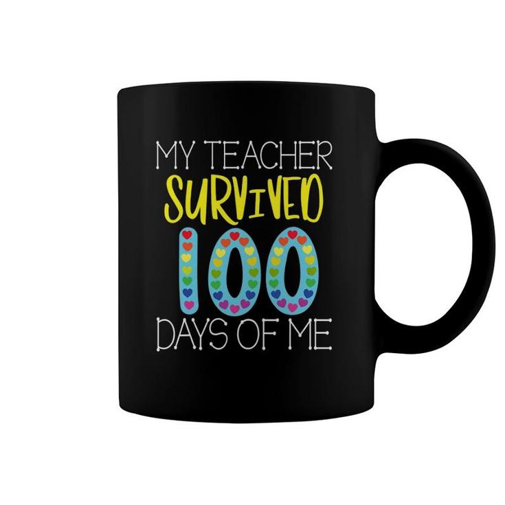 My Teacher Survived 100 Days Of Me  For Teacher 100 Day Coffee Mug