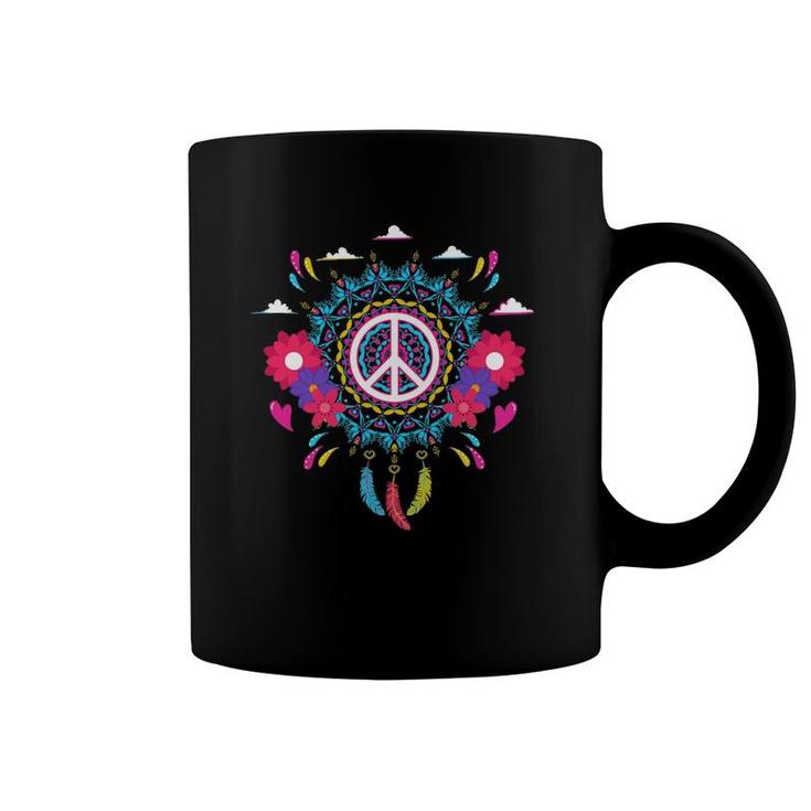 Native Wind Catcher Wind Spinner Boho Mandala Peace Sign Coffee Mug