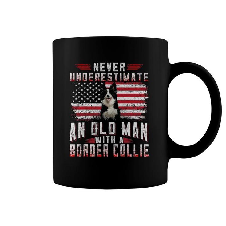 Never Underestimate An Old Man With A Border Collie Vintage Coffee Mug