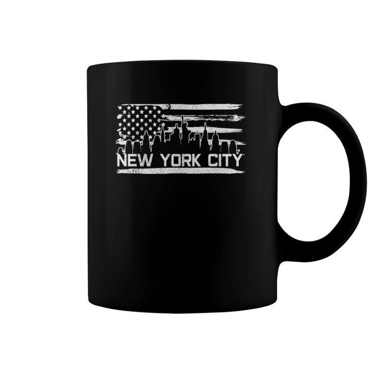 New York City Skyline American Flag Patriotic Souvenir Gift  Coffee Mug
