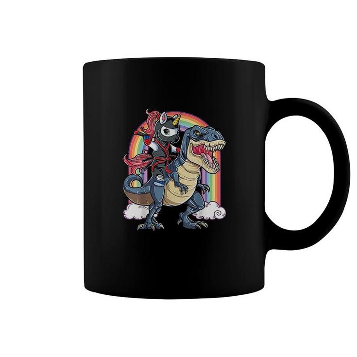 Ninja Unicorn Riding DinosaurRex Coffee Mug