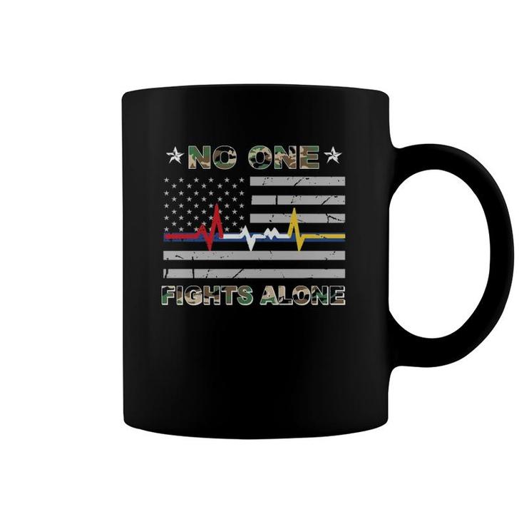 No One Fights Alone Usa Flag Military Police Nurse Coffee Mug