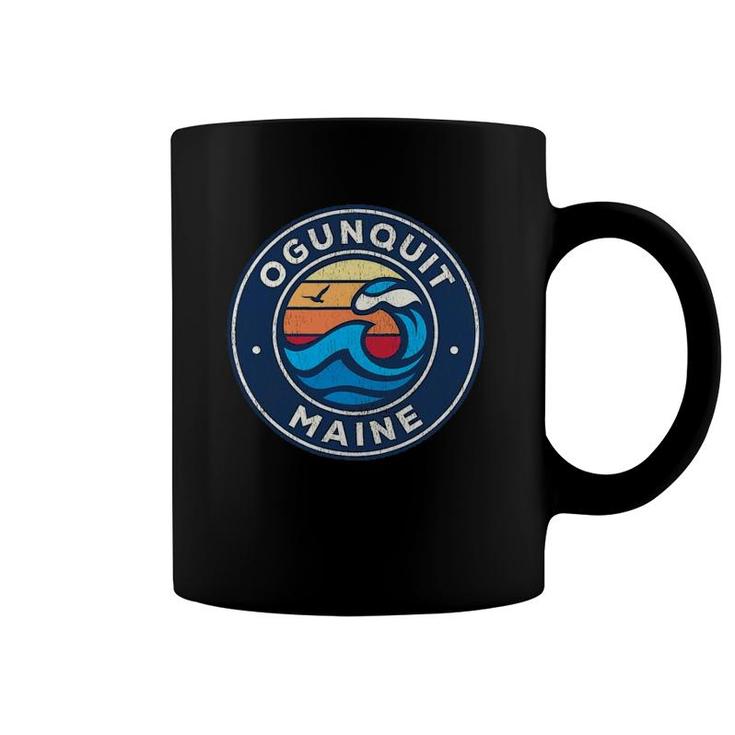 Ogunquit Maine Me Vintage Nautical Waves Design Coffee Mug