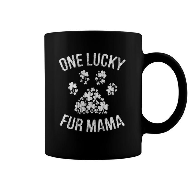 One Lucky Fur Mama St Patrick's Day Paw Cat Dog Mom Coffee Mug