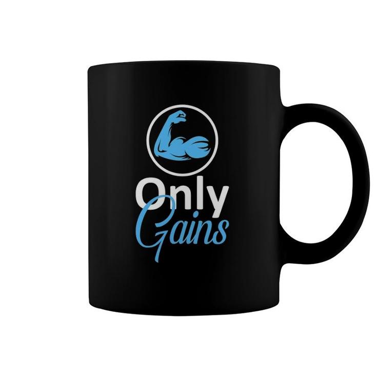 Only Gains Funny Gym Fitness Workout Parody Coffee Mug
