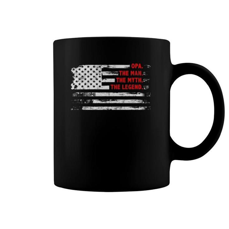 Opa The Man Myth Legend American Usa Flag Father’S Day Gift Coffee Mug