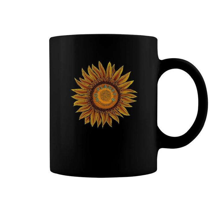 Orange Yellow Hues Sunflower No Planet B Some Distress Coffee Mug