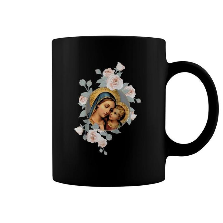 Our Lady Of Good Remedy Blessed Mother Mary Art Catholic Raglan Baseball Tee Coffee Mug