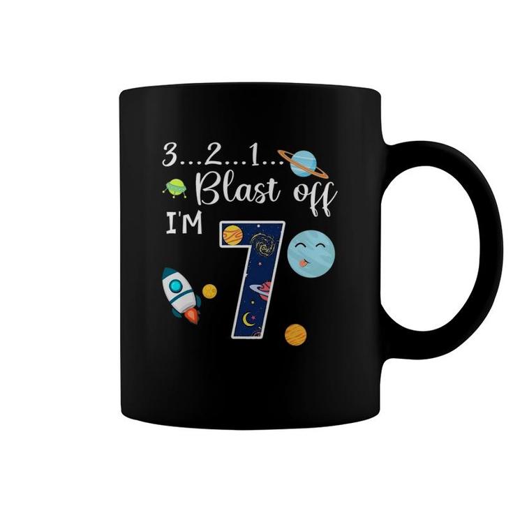Outer Space 7 Years Old 7Th Birthday Party Coffee Mug