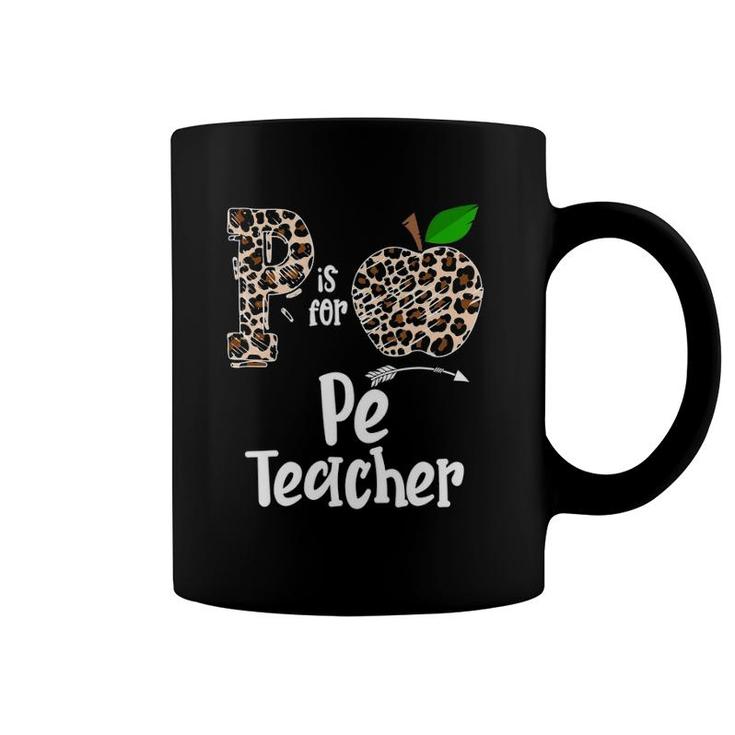 P Is For Pe Physical Education Teacher Apple Funny Coffee Mug