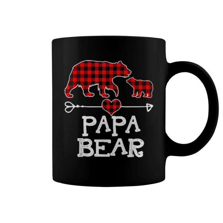 Papa Bear Christmas Pajama Red Plaid Buffalo Family Coffee Mug