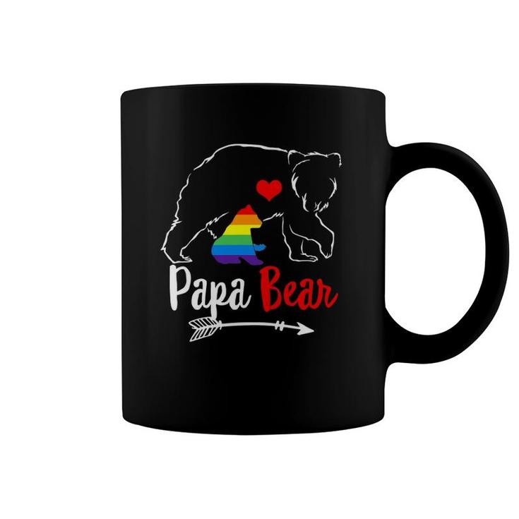 Papa Bear Proud Dad Daddy Ally Lgbtq Rainbow Flag Human Coffee Mug