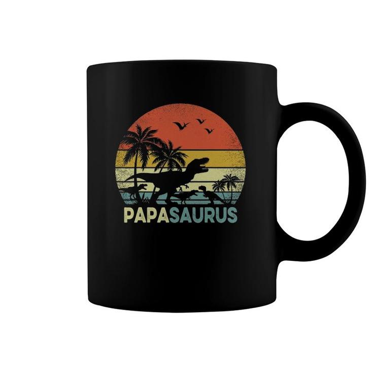 Papa Dinosaur Papasaurus 3 Three Kids Father's Day Coffee Mug