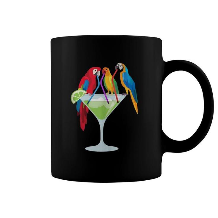 Parrots Drinking Margarita Tropical Vacation Hawaiian Birds  Coffee Mug