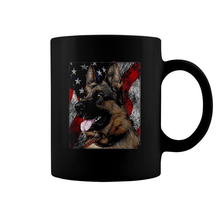 Patriotic German Shepherd - Shephard American Flag Puppy Dog Coffee Mug