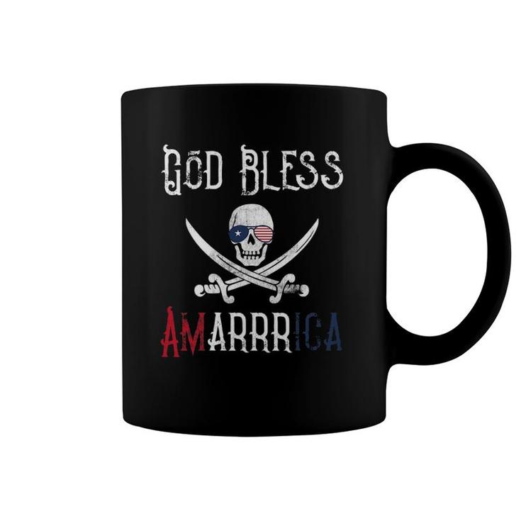 Patriotic Pirate Saying God Bless America Arrr Coffee Mug
