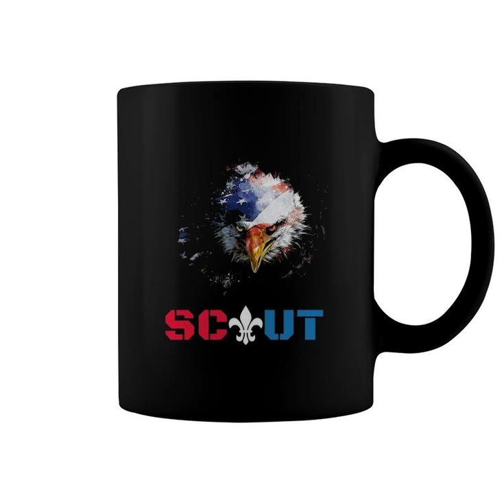 Patriotic Scout Boy Girl Scouting Lover Us Flag Eagle Coffee Mug