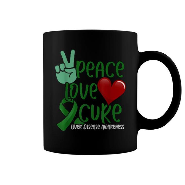 Peace Love Cure Liver Disease Awareness  Coffee Mug