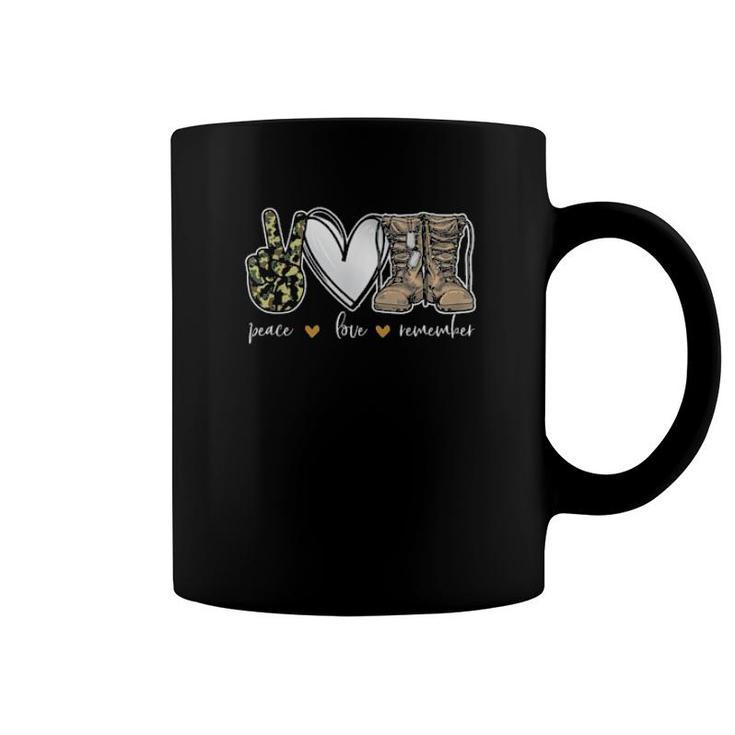 Peace Love Remember Combat Boots Usa Flag Veteran Day Tee  Coffee Mug