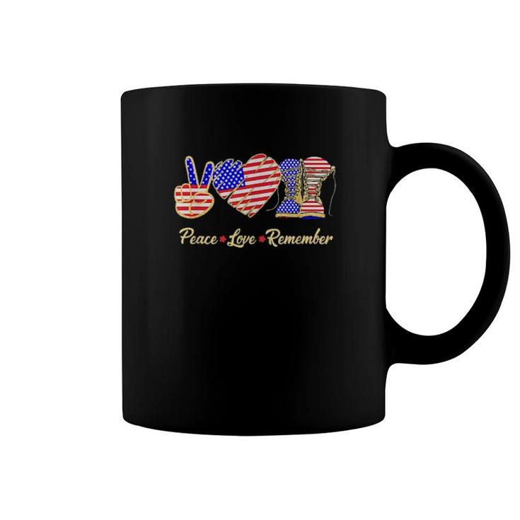 Peace Love Remember Veteran America  Coffee Mug
